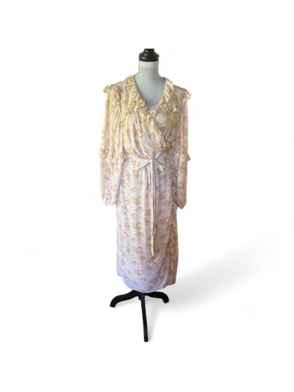 Paris Atelier and other stories, cream floral midi wrap dress  Size: 12 US
